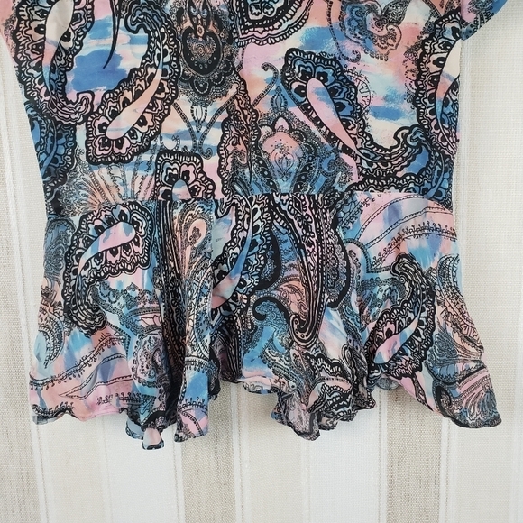 Rebecca‎ Minkoff 100% Silk Blouse Paisley Size 0 - Picture 7 of 11